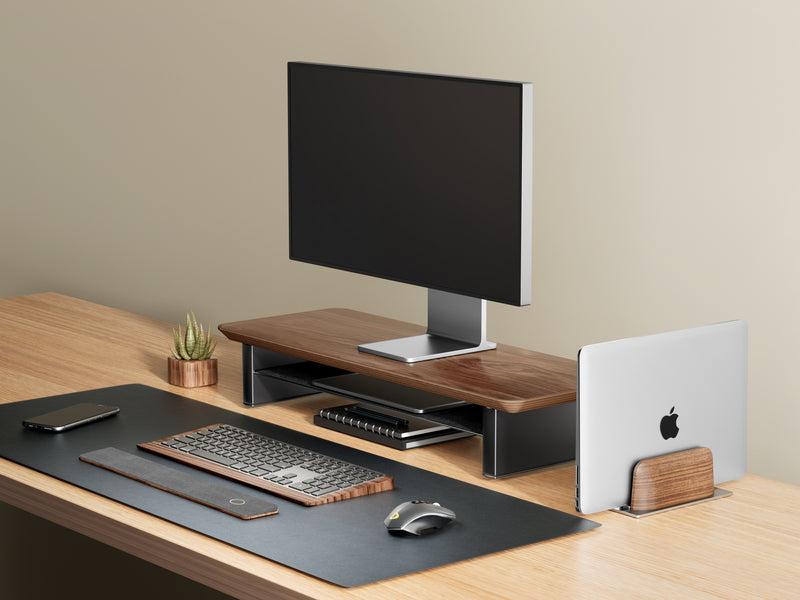 Alberenz® Rehausseur d'écran en bois de noyer - 1 moniteur