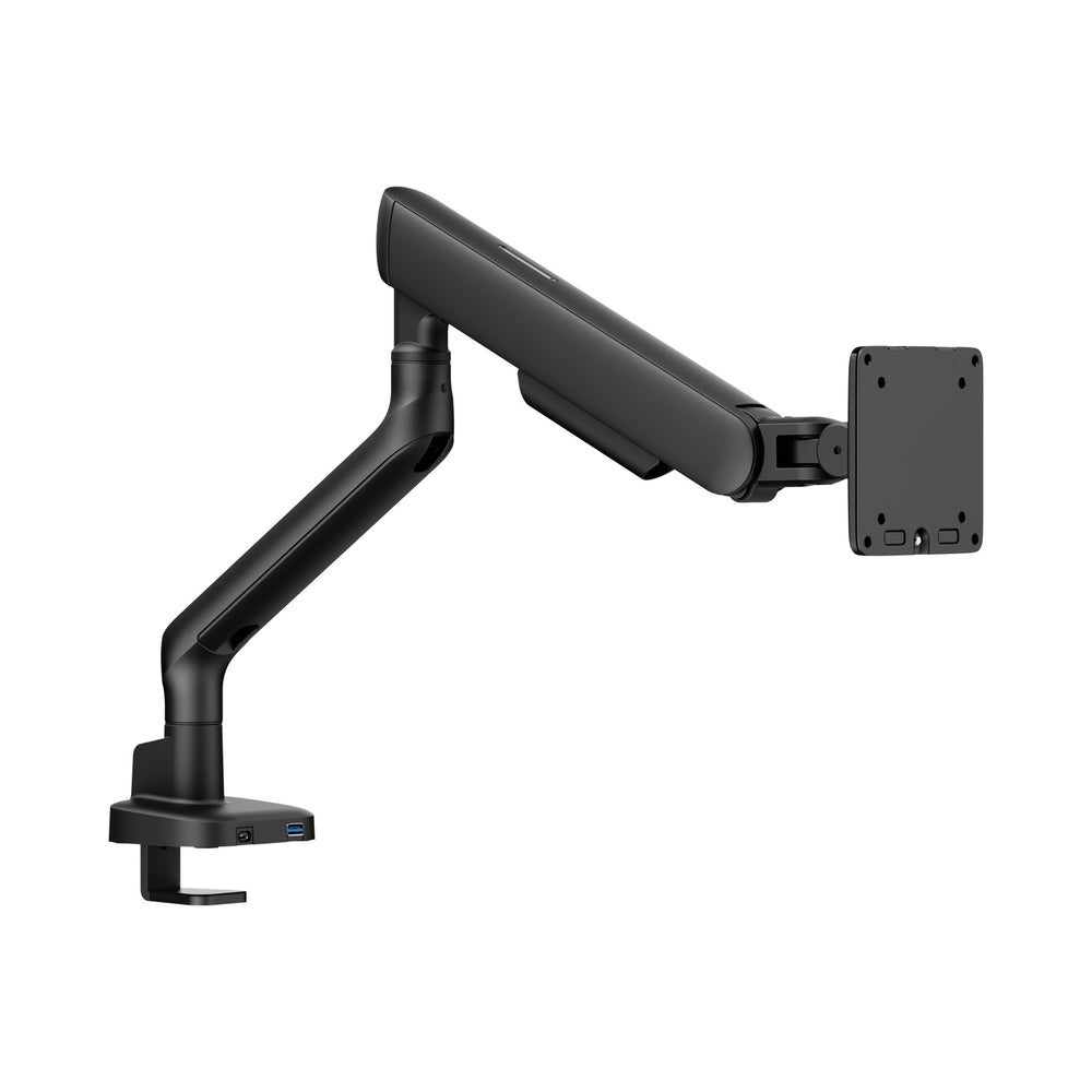 Bras de moniteur simple Alberenz à ressort à gaz - Jusqu'à 40 pouces - avec USB - Noir