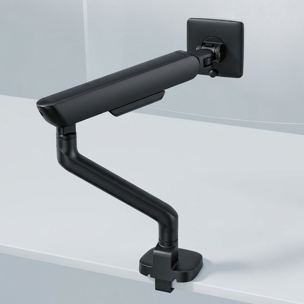 Bras de moniteur simple Alberenz à ressort à gaz - Jusqu'à 40 pouces - avec USB - Noir