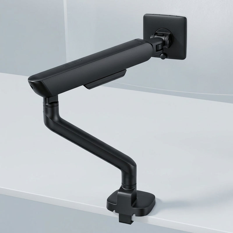 Bras de moniteur simple Alberenz à ressort à gaz - Jusqu'à 40 pouces - avec USB - Noir