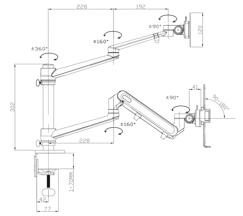Alberenz® Laptop Monitorarm mit Gasfeder schwarz