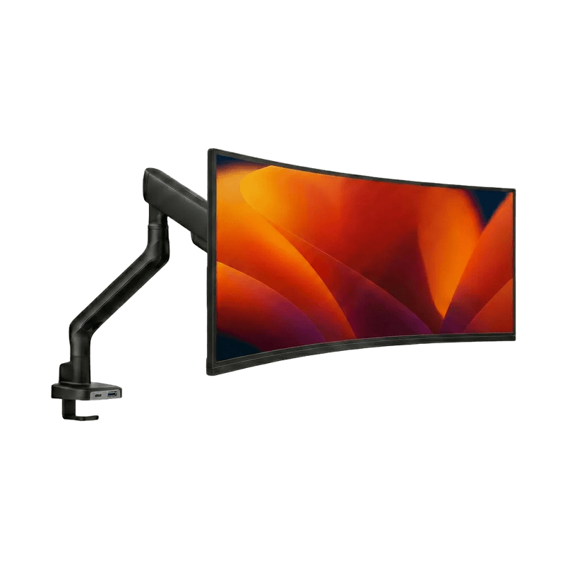Bras de moniteur simple Alberenz à ressort à gaz - Jusqu'à 40 pouces - avec USB - Noir
