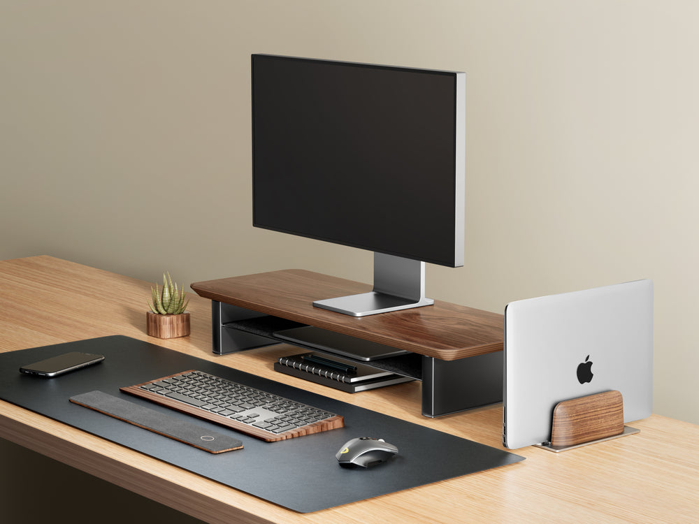 Alberenz® Rehausseur d'écran en bois de noyer - 1 moniteur