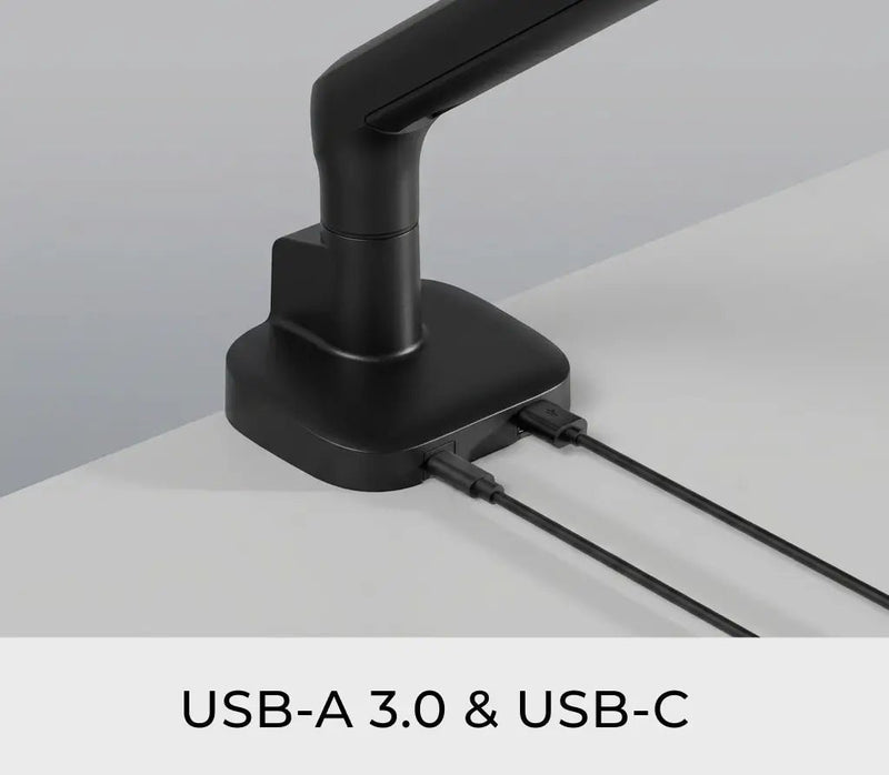 Support double moniteur Alberenz à ressort à gaz - Jusqu'à 35" - Avec USB - Noir