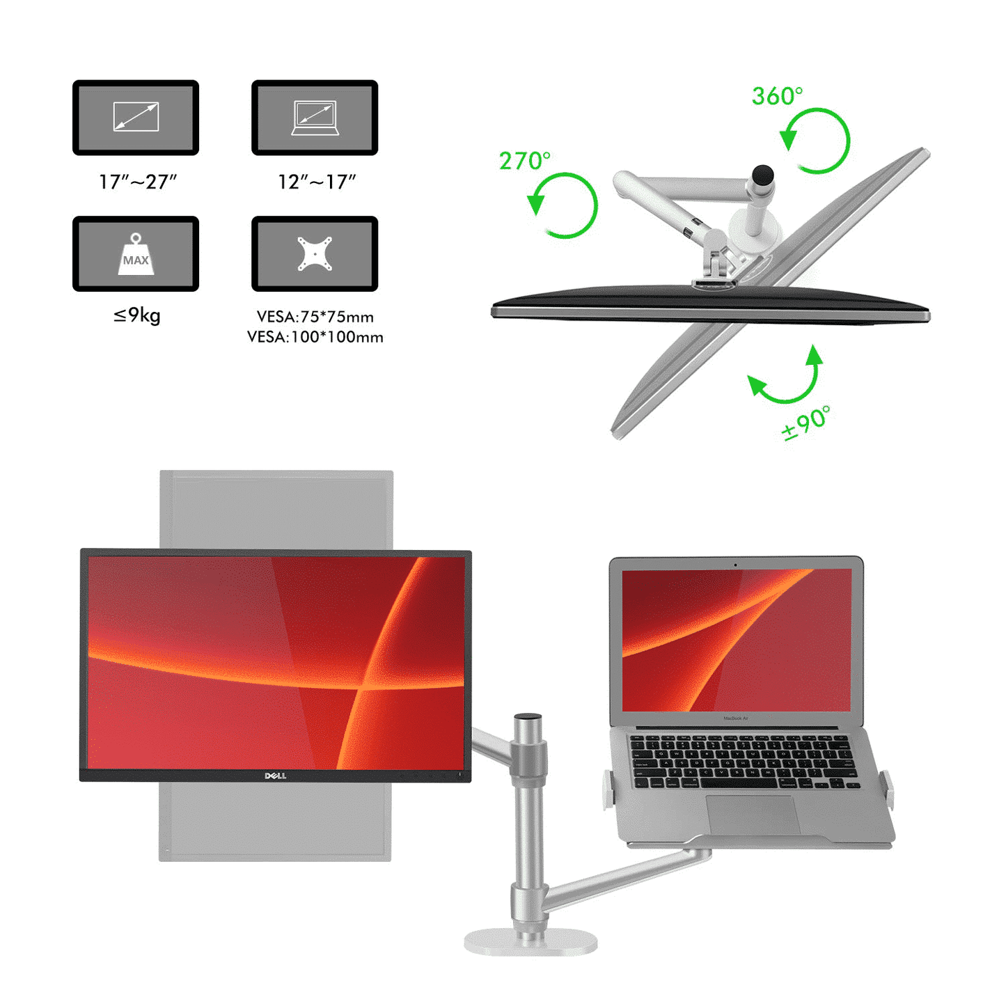 Alberenz® Laptop Monitor Arm Silver - Alberenz -