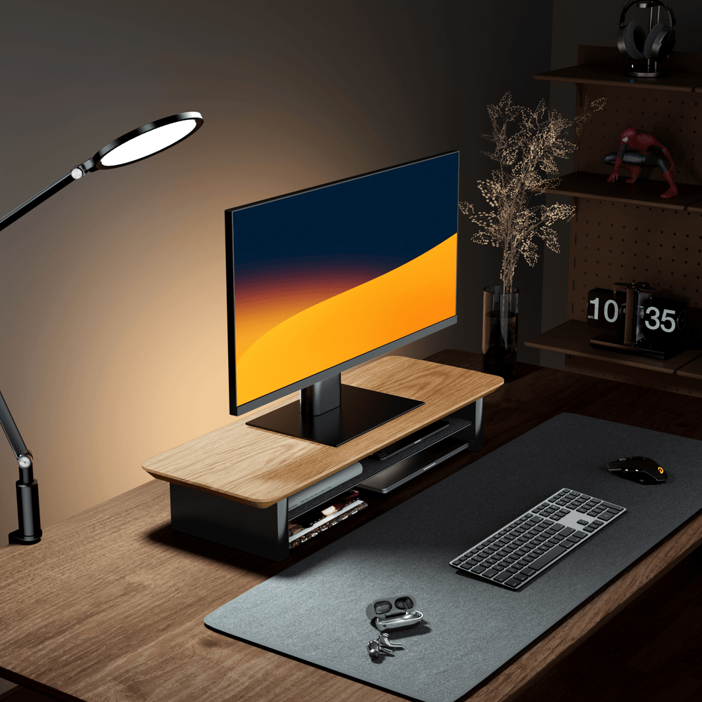 Alberenz® Rehausseur d'écran en bois de chêne - 1 moniteur
