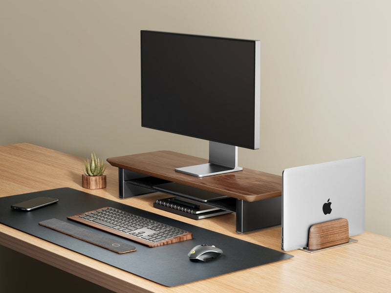 Alberenz® Rehausseur d'écran en bois de noyer - 1 moniteur